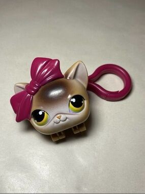 Littlest Pet Shop LPS Cat Backpack Charm Clip Lollipop Topper Bow 2004 RARE